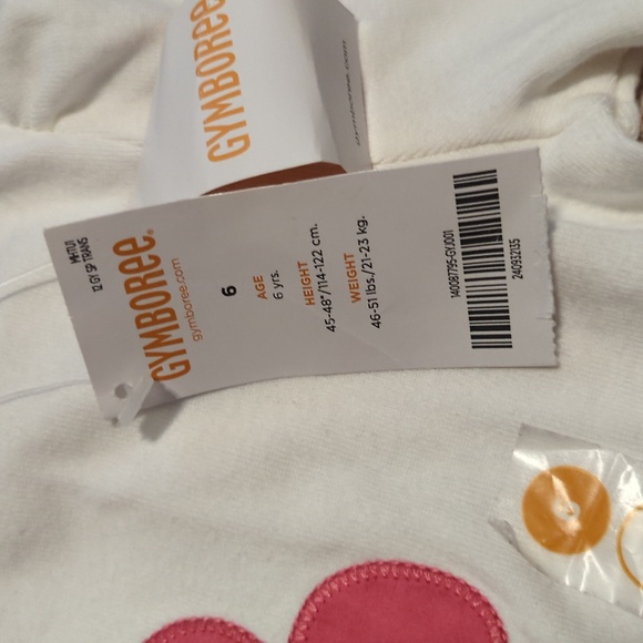 Brand New Gymboree White Long Sleeve Size 6 Shirt With Flower Accent - Picture 4 of 4